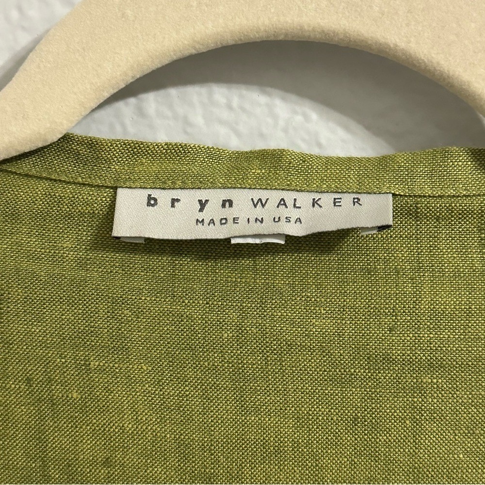 bryn Walker Olive Green Draped Linen Cardigan - Picture 2 of 8